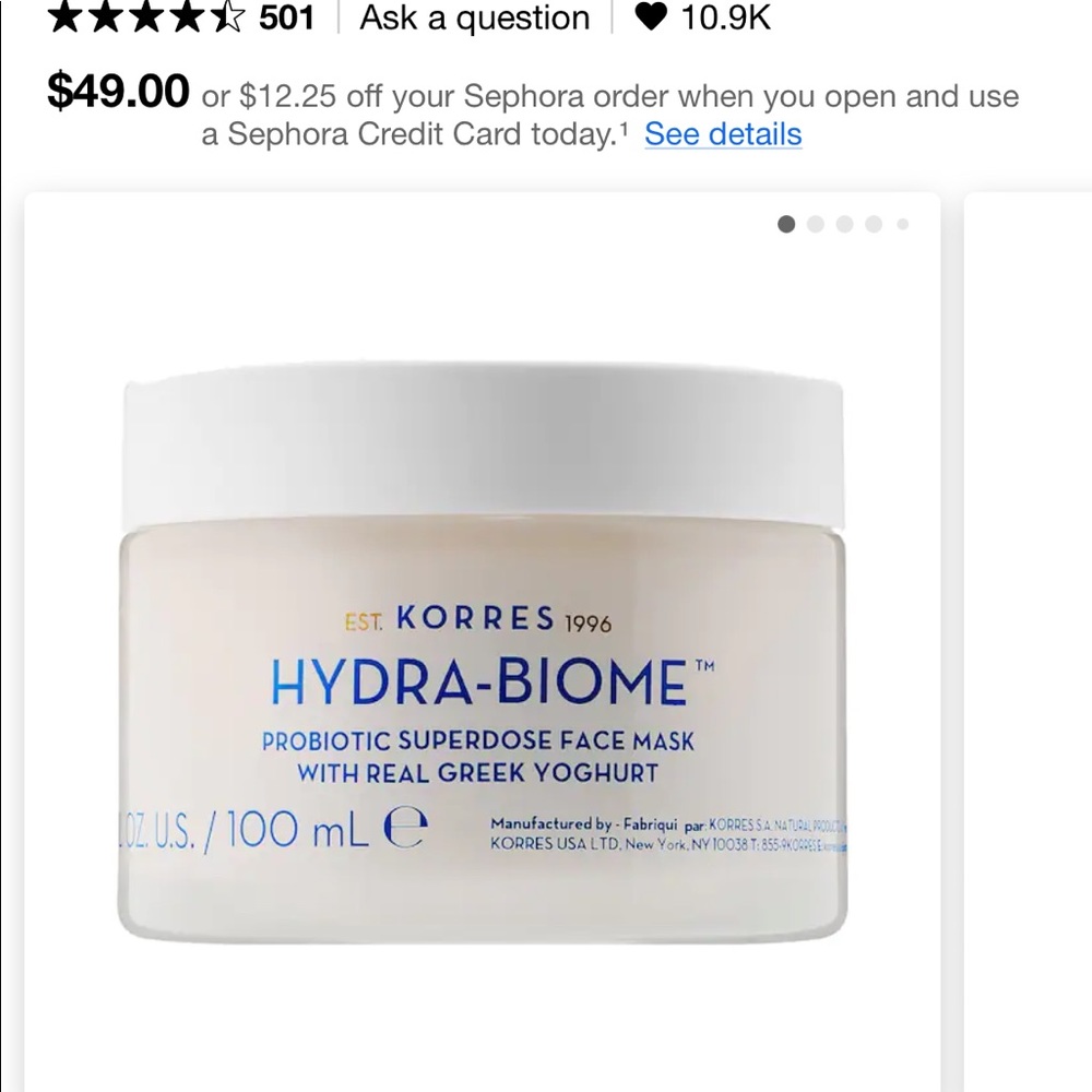 Korres Probiotic SuperDose Face Mask, NIB